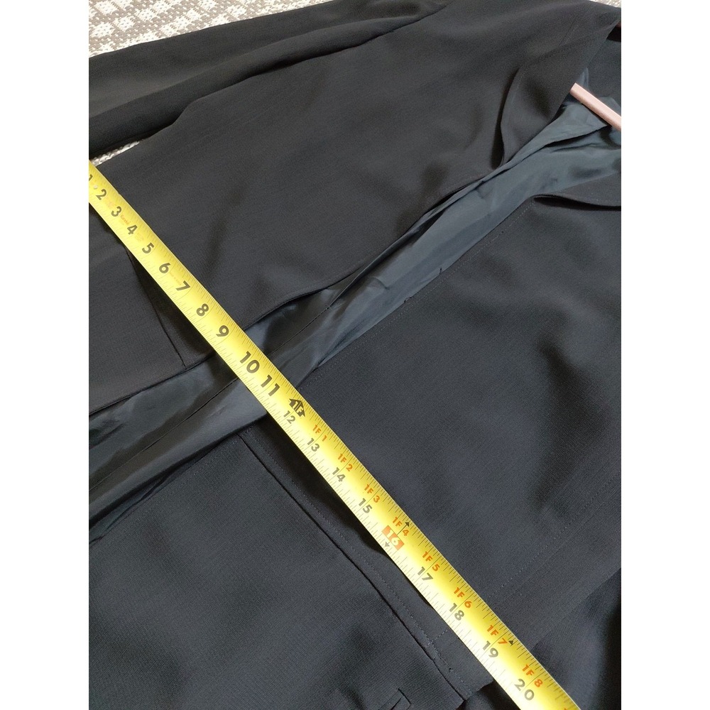 Halston Set Vest Long Jacket Womens 8 Vintage Black Lagonlook Minimalist Career - Picture 9 of 16